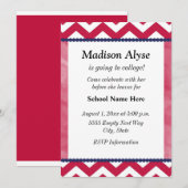 Invitation de fête Trunk Rouge Blanc Navy Chevron (Devant / Derrière)