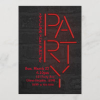 Invitation de fête urbaine mur de briques Neon Glo