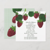 Invitation de fête : Vigne de Fraisier et Gingham (Devant / Derrière)