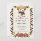 Invitation de fête vintage Derby Fleur de cheval (Devant)