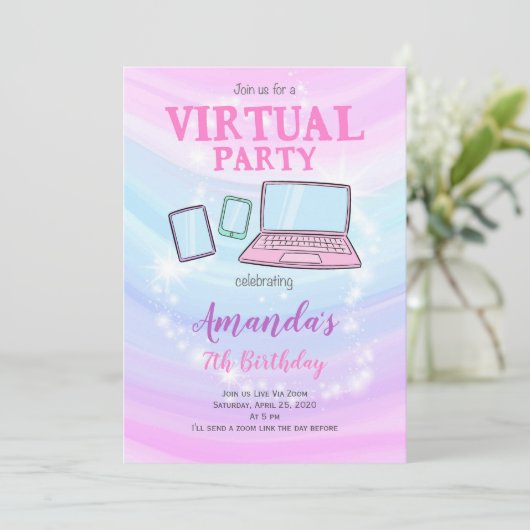 Invitation de fête virtuelle, Invitation d'anniver (Debout devant)