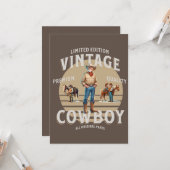 Invitation de fête Western Rodeo Vintage Cowboy (Devant/Arrière en situation)