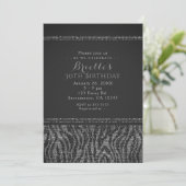 Invitation de fête Zebra Sparkle Silver & Black Gl (Debout devant)