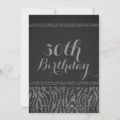 Invitation de fête Zebra Sparkle Silver & Black Gl (Dos)