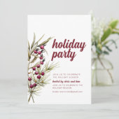 Invitation De Fêtes Avec Greens Berries (Debout devant)