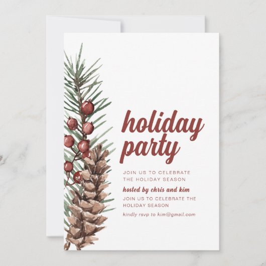 Invitation De Fêtes Avec Greens Berries (Devant)