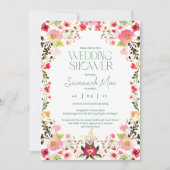 Invitation de Fêtes des mariées florales brillante (Devant)