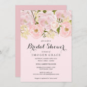 Invitation de Fêtes des mariées florales rose pâle (Devant / Derrière)