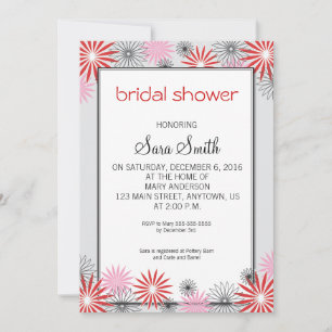 Invitation de Fêtes des mariées florales rouge et 