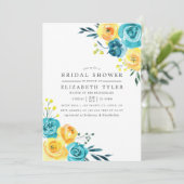 Invitation de Fêtes des mariées florales turquoise (Debout devant)