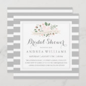 Invitation de Fêtes des mariées grises et florales (Devant / Derrière)