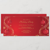 Invitation de Fêtes Élégante Rouge & Or (Devant / Derrière)