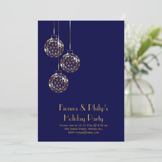 Invitation de Fêtes Moderne - bleu (Debout devant)