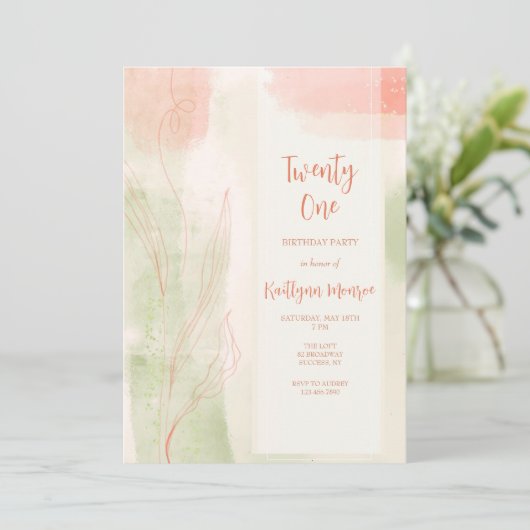 Invitation de feuillage à l'aquarelle (Debout devant)