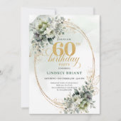 Invitation de feuillage boho pour 60e anniversaire (Devant)