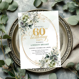 Invitation de feuillage boho pour 60e anniversaire
