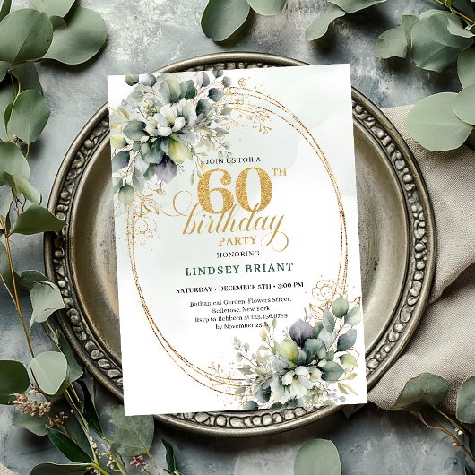 Invitation de feuillage verdure Boho 60e anniversa
