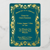 Invitation de feuille de cadre floral Art nouveau (Recto)