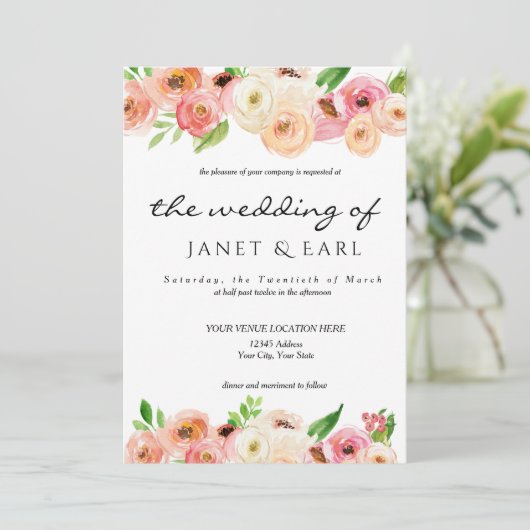 Invitation de feuille de Mariage de printemps de c (Debout devant)