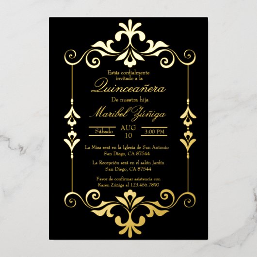 Invitation de feuille Quinceañera (Recto)