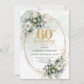 Invitation de feuille verte et blanche pour 60e an (Devant)