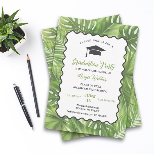 Invitation de Feuilles de palmiers tropicaux