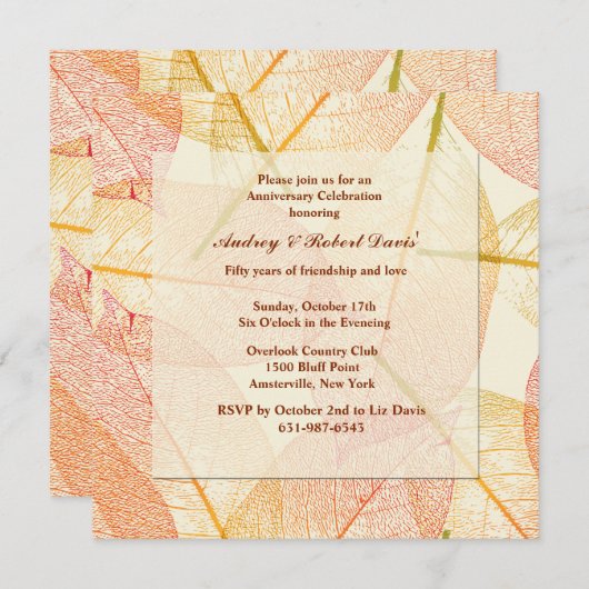 Invitation de Feuilles pressés (Devant / Derrière)