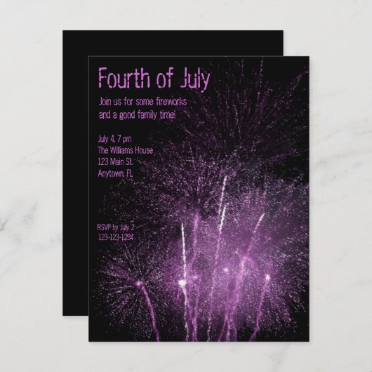 Invitation de feux d'artifice (Devant / Derrière)