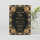 Invitation de fiançailles à la florale dorée (Debout devant)
