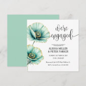 Invitation de fiançailles aquarelle bleu menthe (Devant / Derrière)
