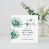 Invitation de fiançailles aquarelle bleu menthe (Debout devant)