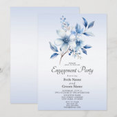 Invitation de fiançailles aux fleurs bleues botani (Devant / Derrière)