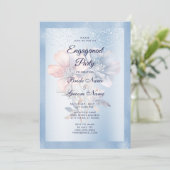 Invitation de fiançailles aux fleurs roses bleues (Debout devant)
