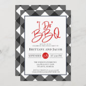 Invitation de Fiançailles BBQ J'fais en noir blanc (Devant / Derrière)