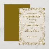 Invitation de fiançailles botanique dorée élégante (Devant / Derrière)