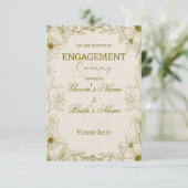 Invitation de fiançailles botanique dorée élégante (Debout devant)