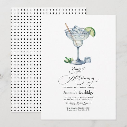 Invitation de Fiançailles Classieuse Margs & Matri (Devant / Derrière)