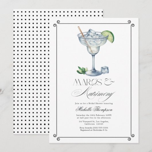 Invitation de Fiançailles Classieuse Margs & Matri (Devant / Derrière)
