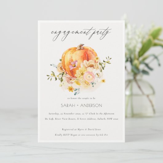 Invitation de fiançailles de citrouille d'automne (Debout devant)