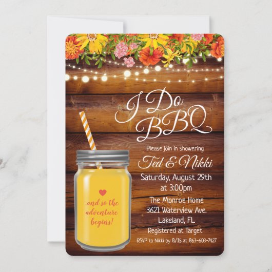 Invitation de fiançailles de couple de pot de jar (Devant)