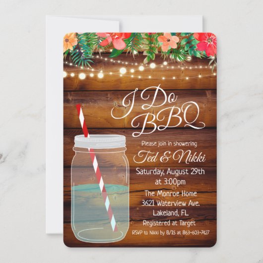 Invitation de fiançailles de couple de pot de jar (Devant)
