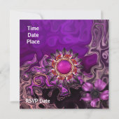 Invitation de fiançailles de mariage Fleur violett (Dos)