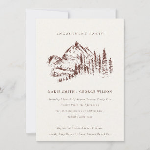 Invitation de fiançailles de montagne en bois de p