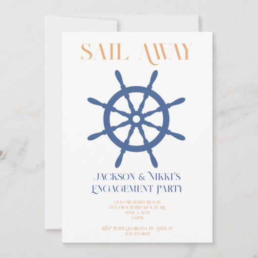 Invitation de fiançailles de plage nautique Sail A (Devant)