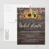 Invitation de Fiançailles de Tournesols Rustiques  (Devant / Derrière)