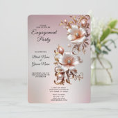 Invitation de fiançailles décorative florale rose (Debout devant)