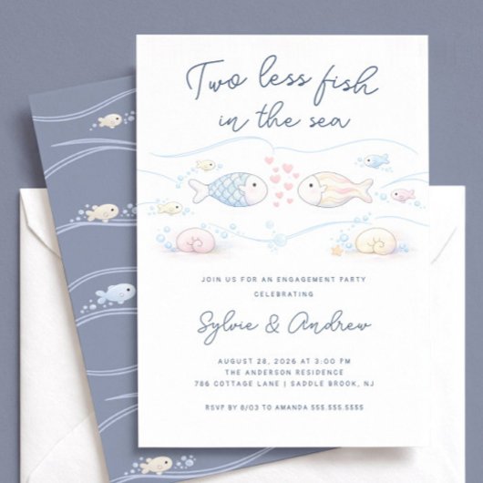 Invitation de fiançailles Deux Poissons de moins d