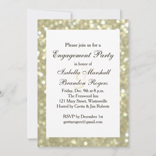Invitation de Fiançailles d'or glamour (Dos)