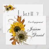 Invitation de fiançailles Fleur de tournesol blanc (Devant / Derrière)
