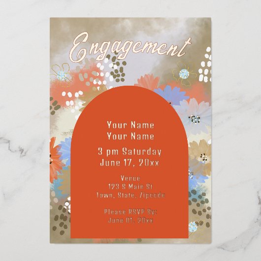 Invitation de Fiançailles floral moderne (Recto)